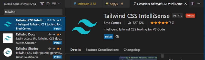 Tailwind CSS IntelliSense