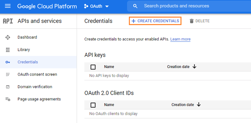 Create Credentials