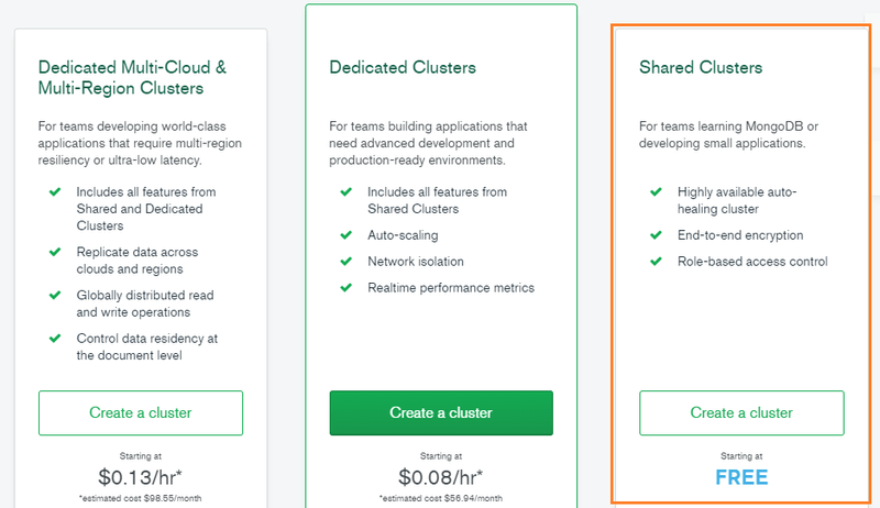 MongoDB Atlas account creation